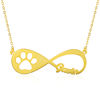 Picture of Pet Paw Print Infinity Name Necklace 14K Gold Plated