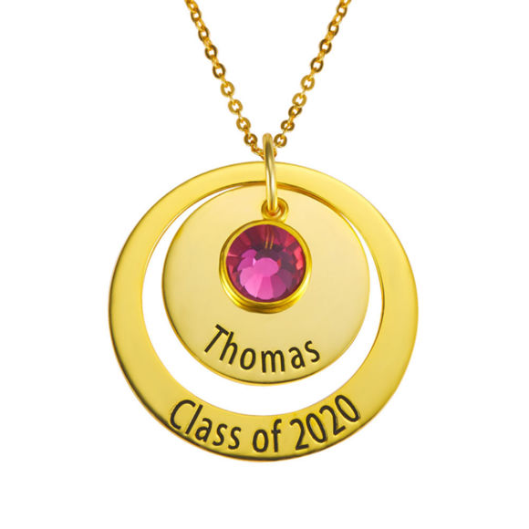 Picture of Sterling Silver Graduation Nesting Circles With Birthstone Necklace