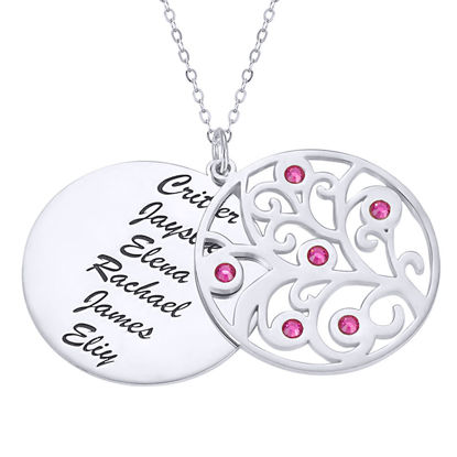Afbeeldingen van Personalized Family Tree Birthstone Necklace in 925 Sterling Silver - Customize With Any Name or Birthstone | Custom Family Members Necklace 925 Sterling Silver