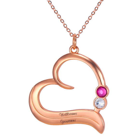 Picture of Personalized Birthstone Heart Necklace in 925 Sterling Silver