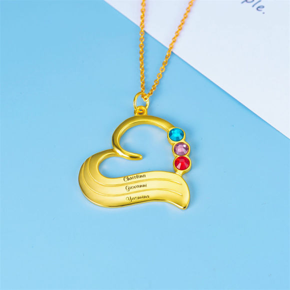 Picture of Personalized Birthstone Heart Necklace in 925 Sterling Silver