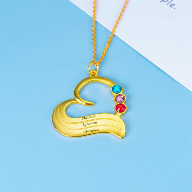 Picture of Personalized Birthstone Heart Necklace in 925 Sterling Silver