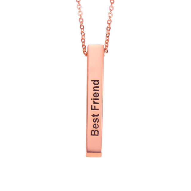 Picture of 3D Engraving Vertical Bar Necklace Silver