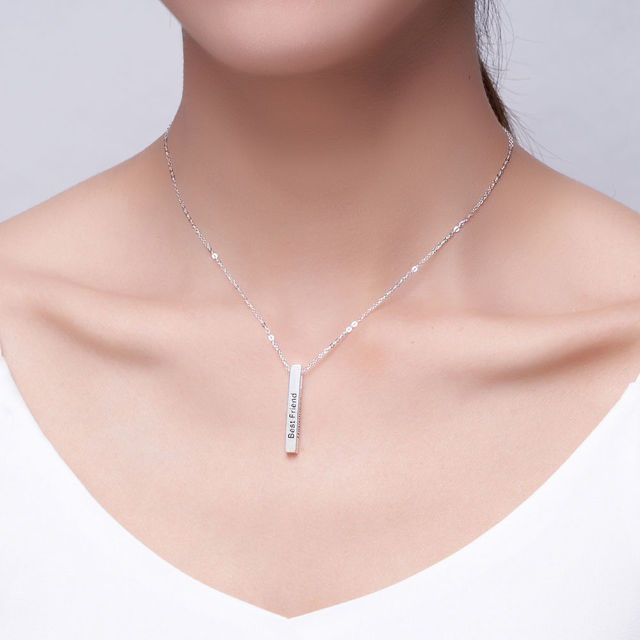 Picture of 3D Engraving Vertical Bar Necklace Silver