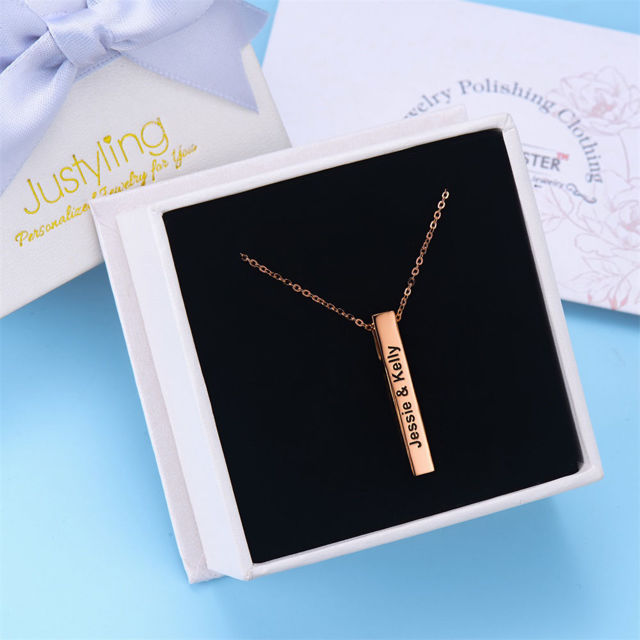 Picture of 3D Engraving Vertical Bar Necklace Silver