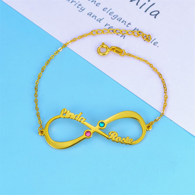 Picture of Personalized Infinity Name Birthstone Bracelet in 925 Sterling Silver