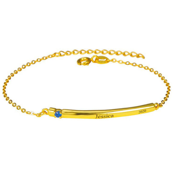 Picture of Birthstone Bar Graduation Bracelet with 1-5 stones