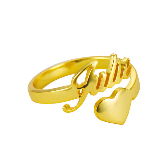 Bild von Personalisierter Ring aus 925er Sterlingsilber - Kundenspezifisches Typenschild mit Herzring