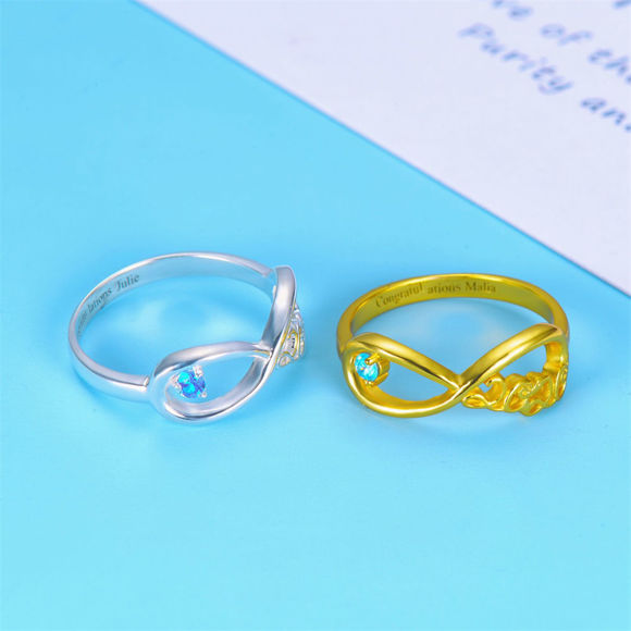 Picture of Infinity Ring with Graduation Year & Birthstone