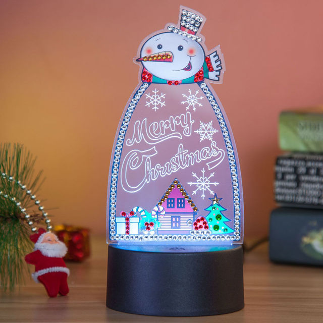 Picture of Christmas Theme 3D LED Night Light Decorated With Diamonds
