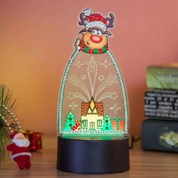 Picture of Christmas Theme 3D LED Night Light Decorated With Diamonds