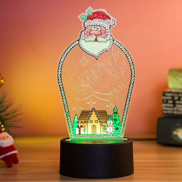 Picture of Christmas Theme 3D LED Night Light Decorated With Diamonds
