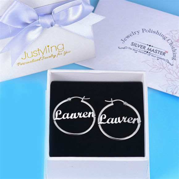 Picture of Personalized Name Earrings Unique Gift in 925 Silver