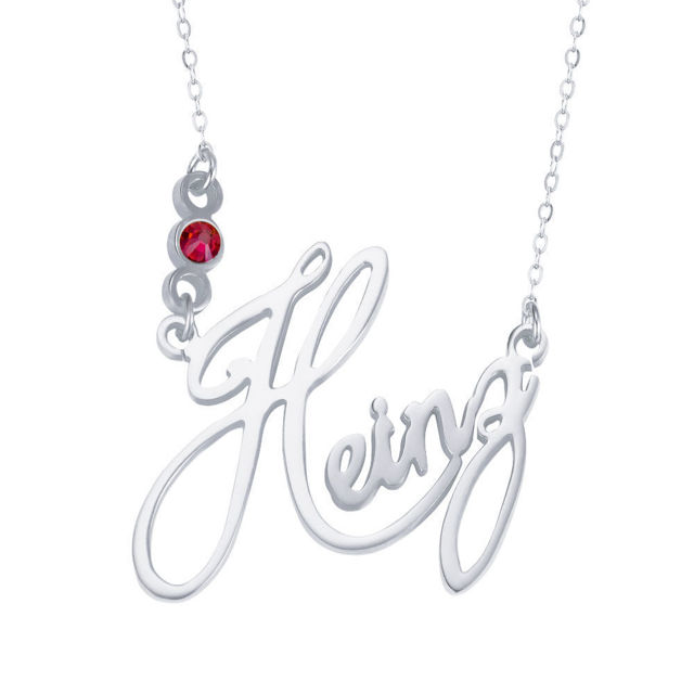 Picture of Personalized  925 Sterling Silver  Name Necklace In Birthstone