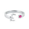 Picture of 925 Sterling Silver Initial Open Ring with Birthstone