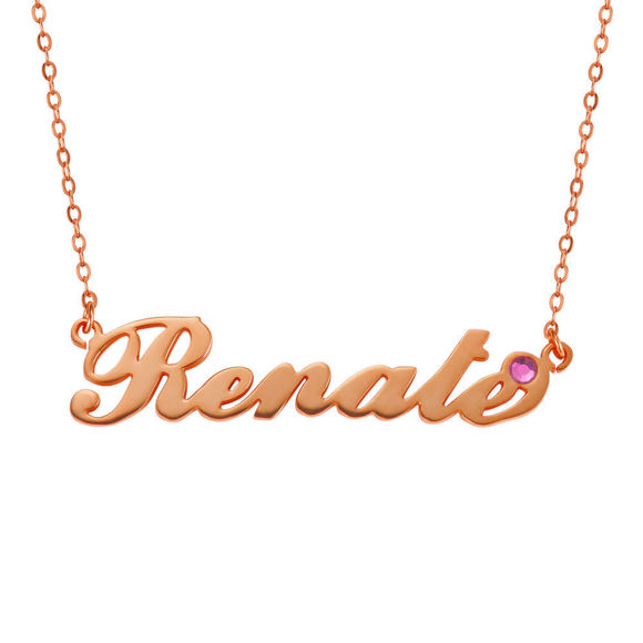 Imagen de Collar con nombre personalizado con piedra de nacimiento personalizada, regalo de cumpleaños - oro rosa