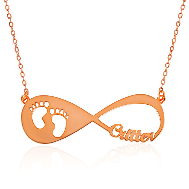 Picture of Baby Footprint Infinity Name Necklace Silver