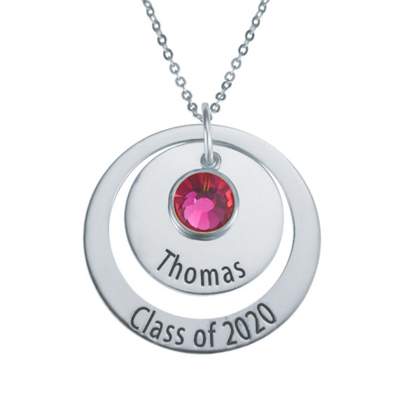Picture of Sterling Silver Graduation Nesting Circles With Birthstone Necklace