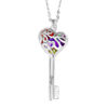 Imagen de Collar con llave de jaula de corazón de mamá con piedras natales en plata de ley 925