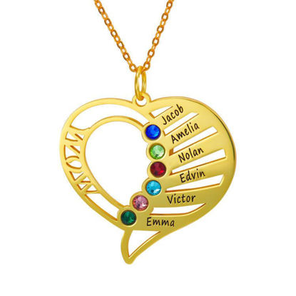 Immagine di Engraved Family Members Birthstone Necklace in 925 Sterling Silver