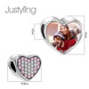 Picture of Pave Pink Crystal Heart Photo Charm  in 925 Sterling Silver