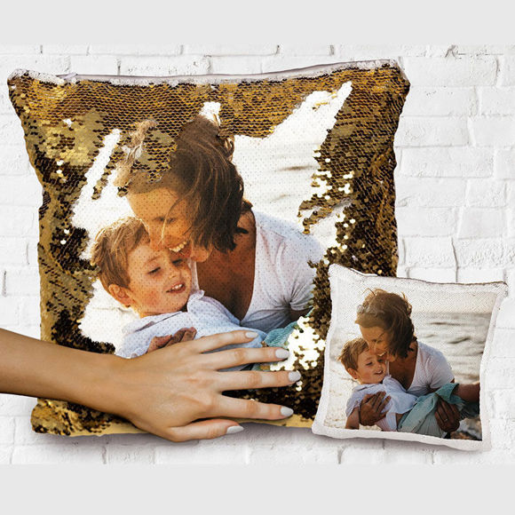Bild von Personalisiertes magisches Foto-Paillettenkissen - glänzende Geschenkidee