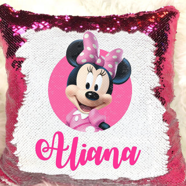 Picture of Magic Cartoon Photo Sequin Pillow With Personalized Name in Various Styles