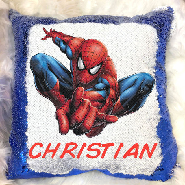 Picture of Magic Cartoon Photo Sequin Pillow With Personalized Name in Various Styles