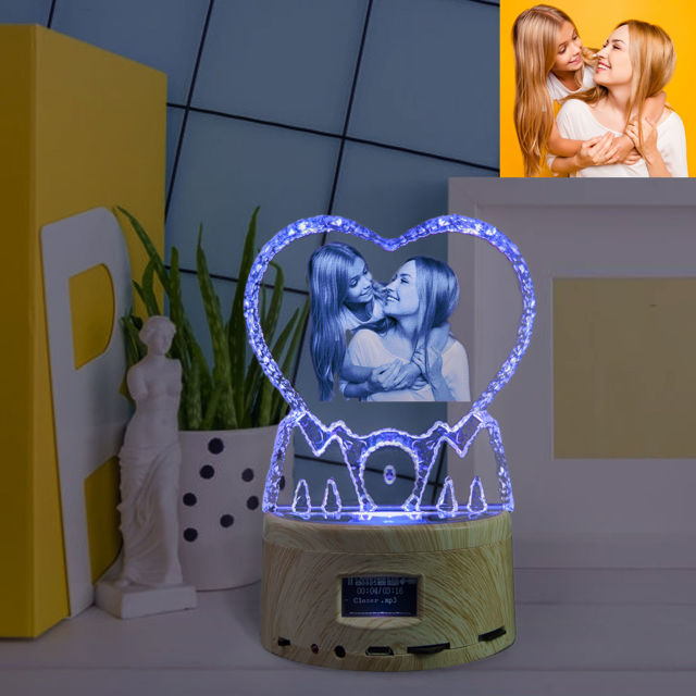 Picture of 2D Laser Crystal Gift For Mom With Bluetooth Music Box Light Base