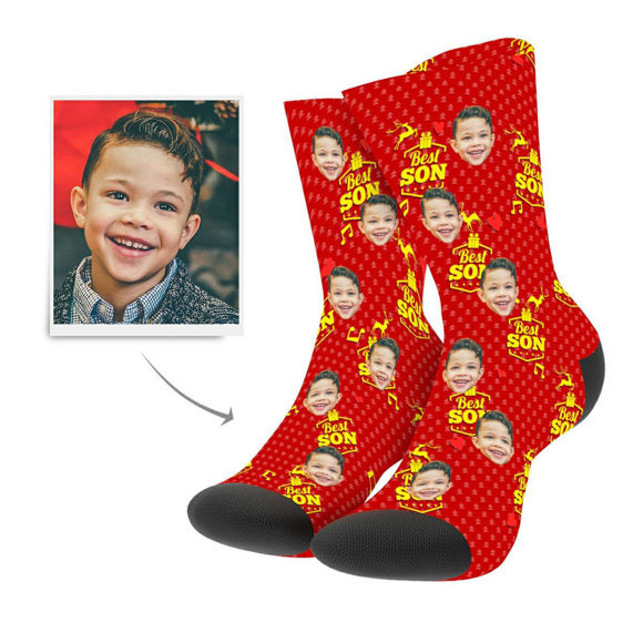 Imagen de Calcetines de Navidad personalizados para el mejor hijo