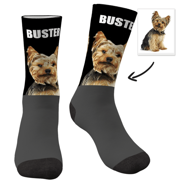 Picture of Custom Photo Socks With Your Pet And Text
