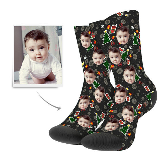 Picture of Christmas Custom Photo Socks With Tree Hero