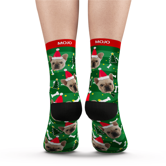 Imagen de Calcetines de Navidad personalizados con foto de perro con tu texto