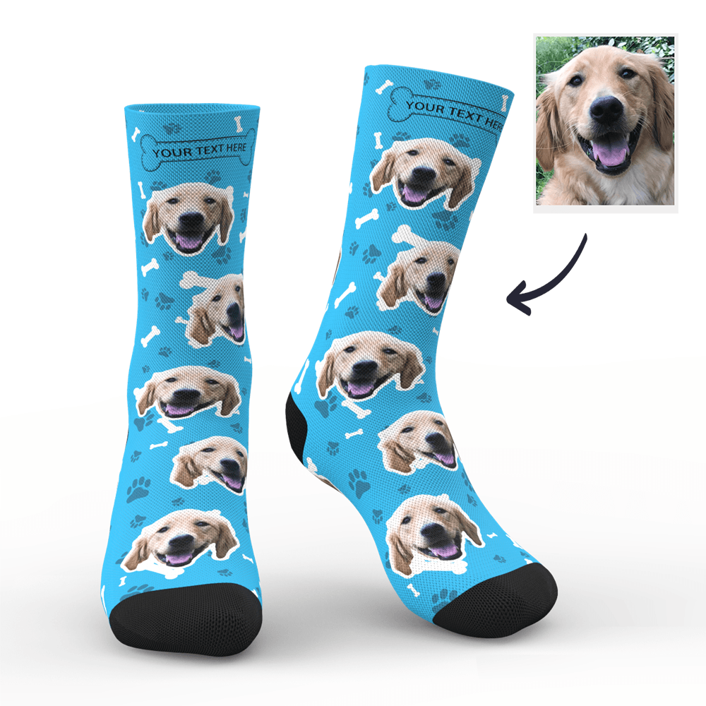 Custom Photo Socks With Dog Face Engraving Personalized Gifts