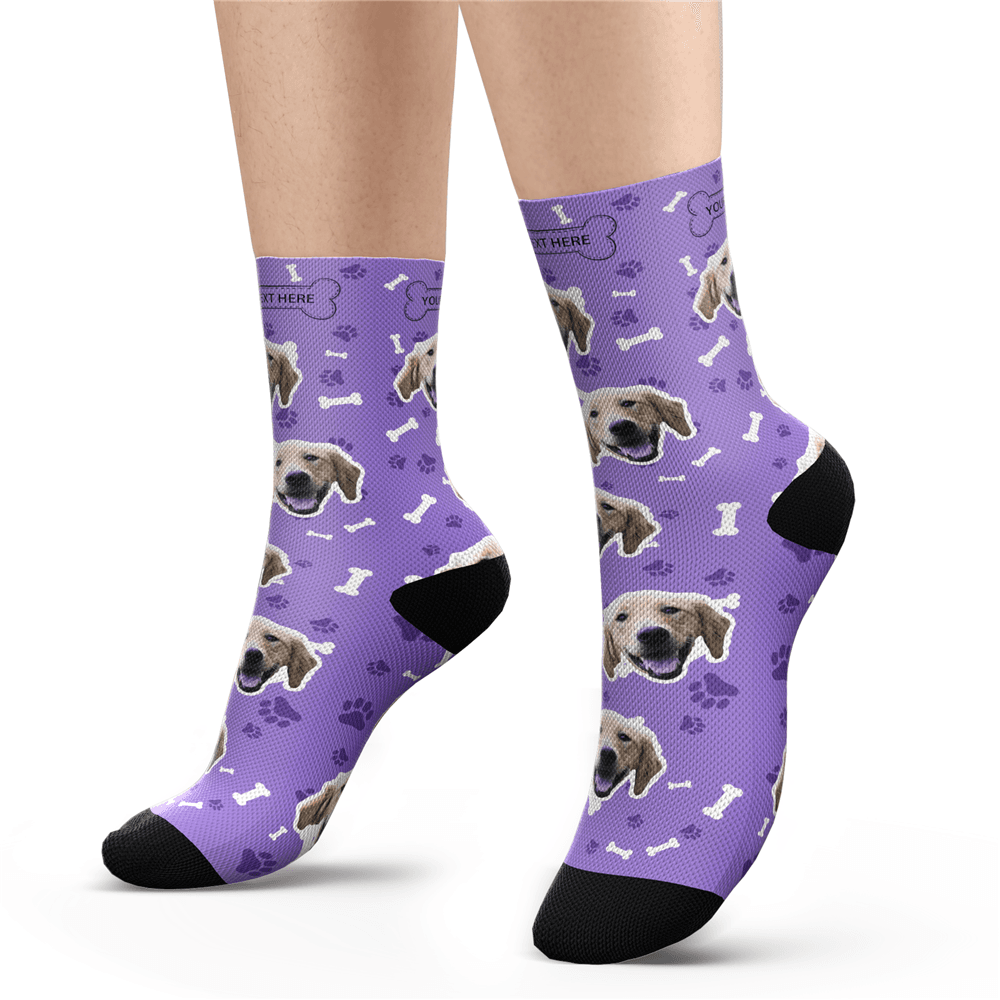Custom Photo Socks With Dog Face Engraving Personalized Gifts