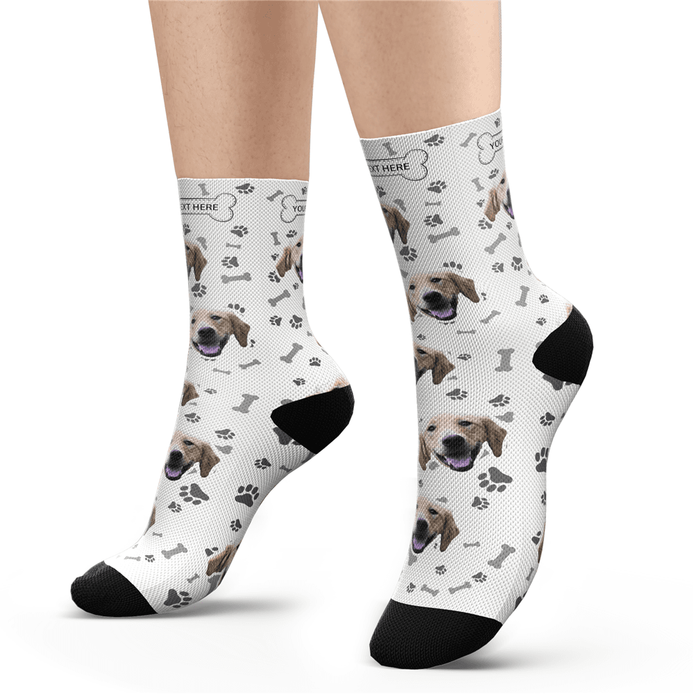 Custom Photo Socks With Dog Face Engraving Personalized Gifts