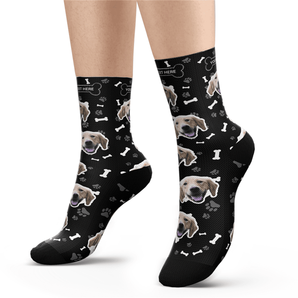 Imagen de Calcetines personalizados con foto con grabado de cara de perro
