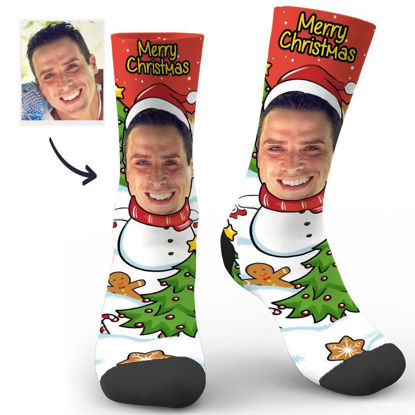 Picture of Christmas Photo Socks Snowman with Text