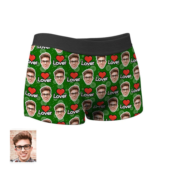 Picture of Custom Christmas Lover Face Boxer Shorts