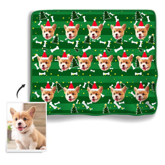 Picture of Custom Fleece Blanket With Dog Photo Christmas Gift