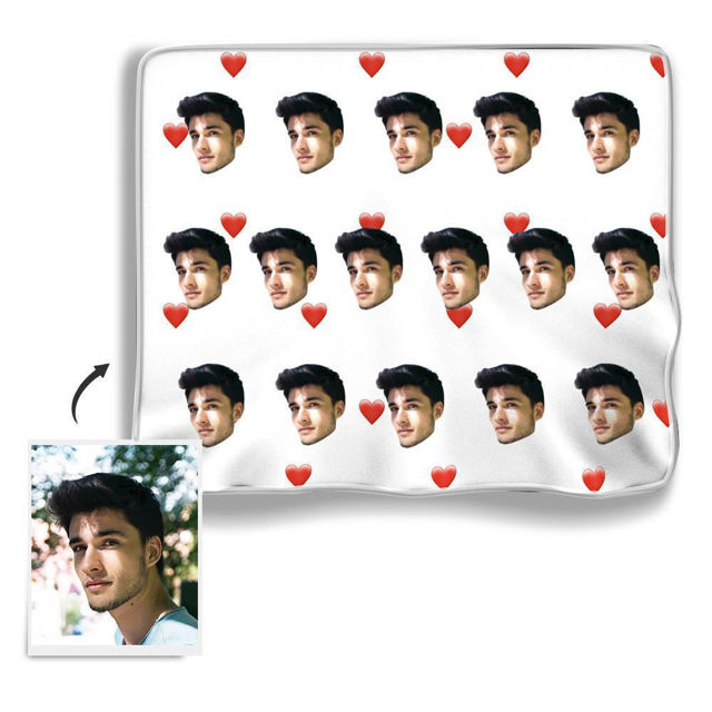 Picture of Custom Fleece Face Blanket With Heart - Colorful