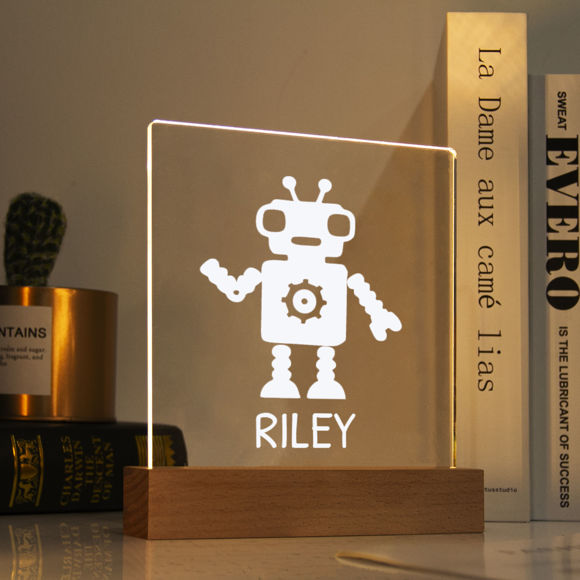 Imagen de Luz de noche robot: personalízala con el nombre de tu hijo