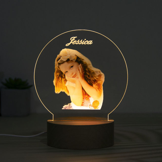 Picture of Custom Color Round Night Light - Personalize With Your Lovely Photo