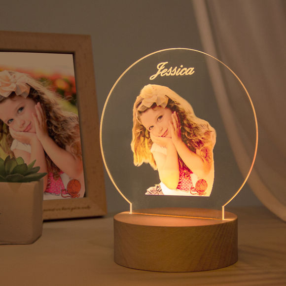Picture of Custom Color Round Night Light - Personalize With Your Lovely Photo