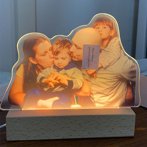 Image de Lampe de nuit 3D à base en bois personnalisée colorée avec votre belle photo