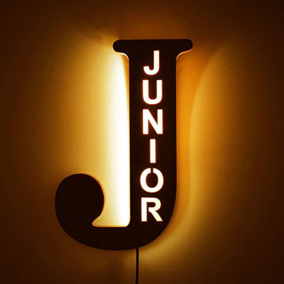 Picture of Personalized Letter Night Light for Wall Decor - Custom Wooden Engraved Name Night Light 26 Letters Style