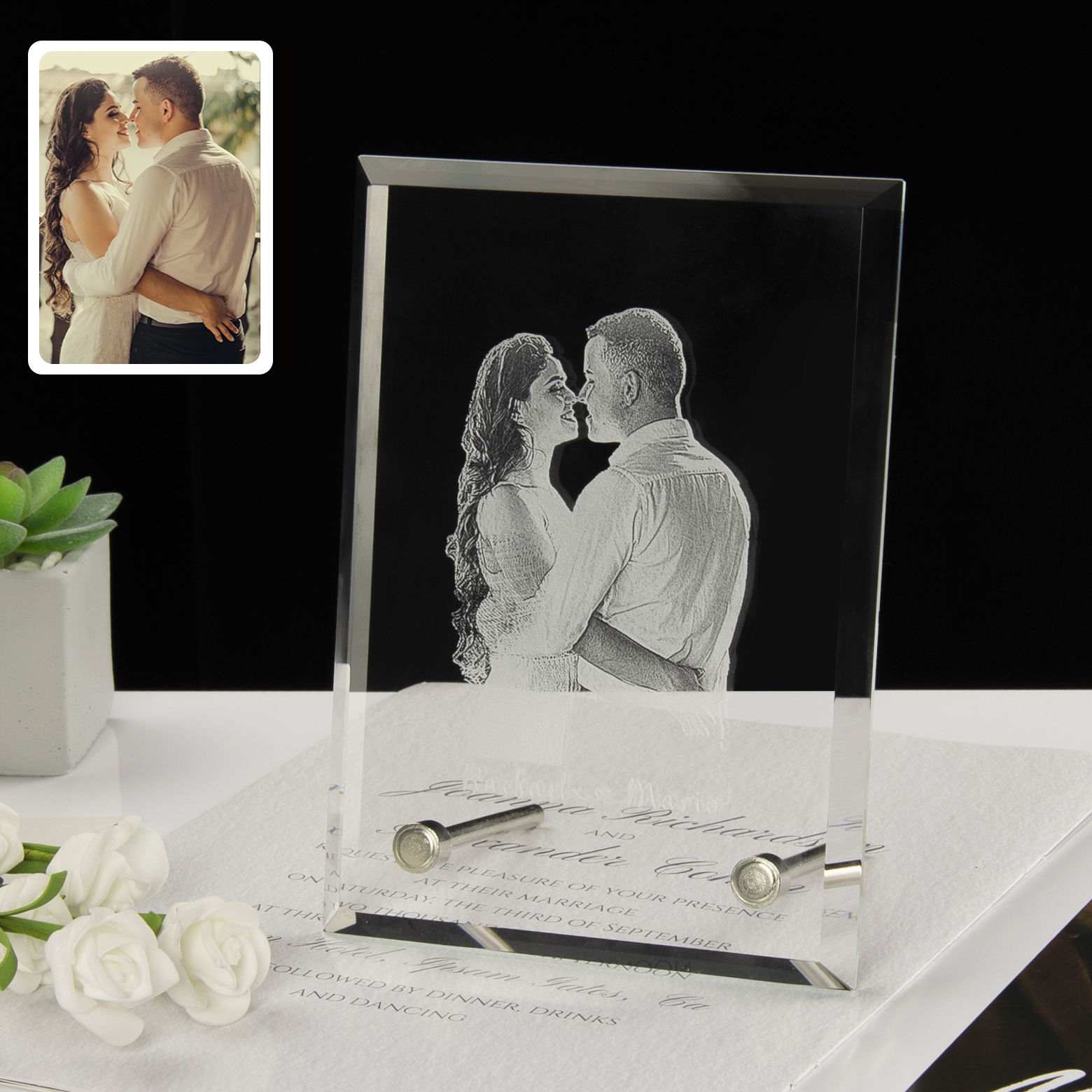 Custom Crystal Photo Frame Portrait Personalized Gifts & Engraved