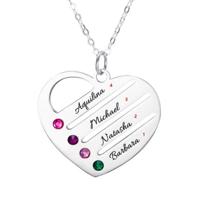 Picture of Engraved Heart Birthstone Family Name Necklace