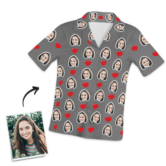Picture of Customized Photo Short Sleeved Pajamas with Hearts