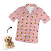 Image de Animal de compagnie personnalisé avec pyjama à manches courtes photo hamburger - Chemise de pyjama photo personnalisée pour femme ou homme - Meilleur cadeau pour la famille et les amis